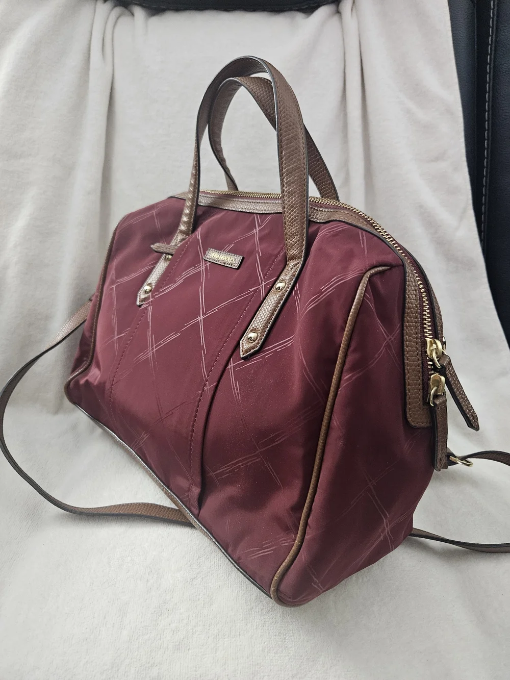 Vera Bradley Preppy Poly Marlo Satchel Crossbody Bag Tango Red Burgundy